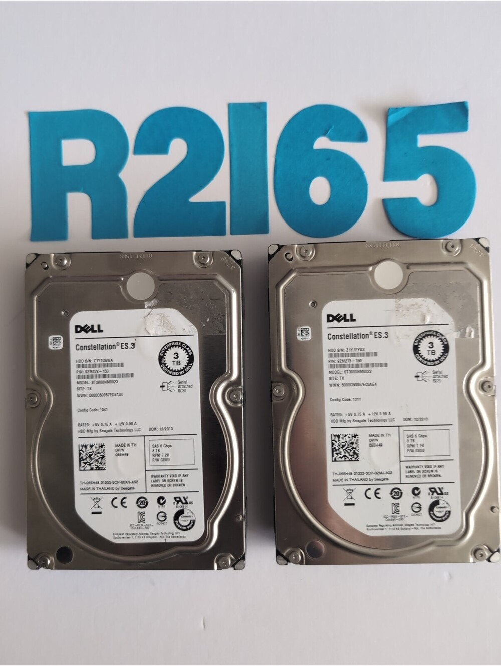 Lot of (2) SEAGATE CONSTELLATION ES.3 3TB 6Gb/s SAS 3.5" HARD DRIVE ST3000NM0023